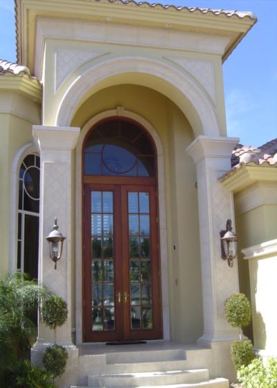 Ft Myers, FL Cast Stone Flat Pilasters Columns with cast Stone 4x4 tiles